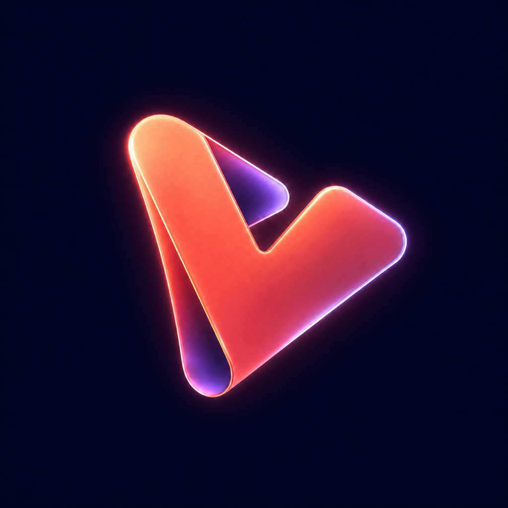 Vloom glowing orange and violet app logo